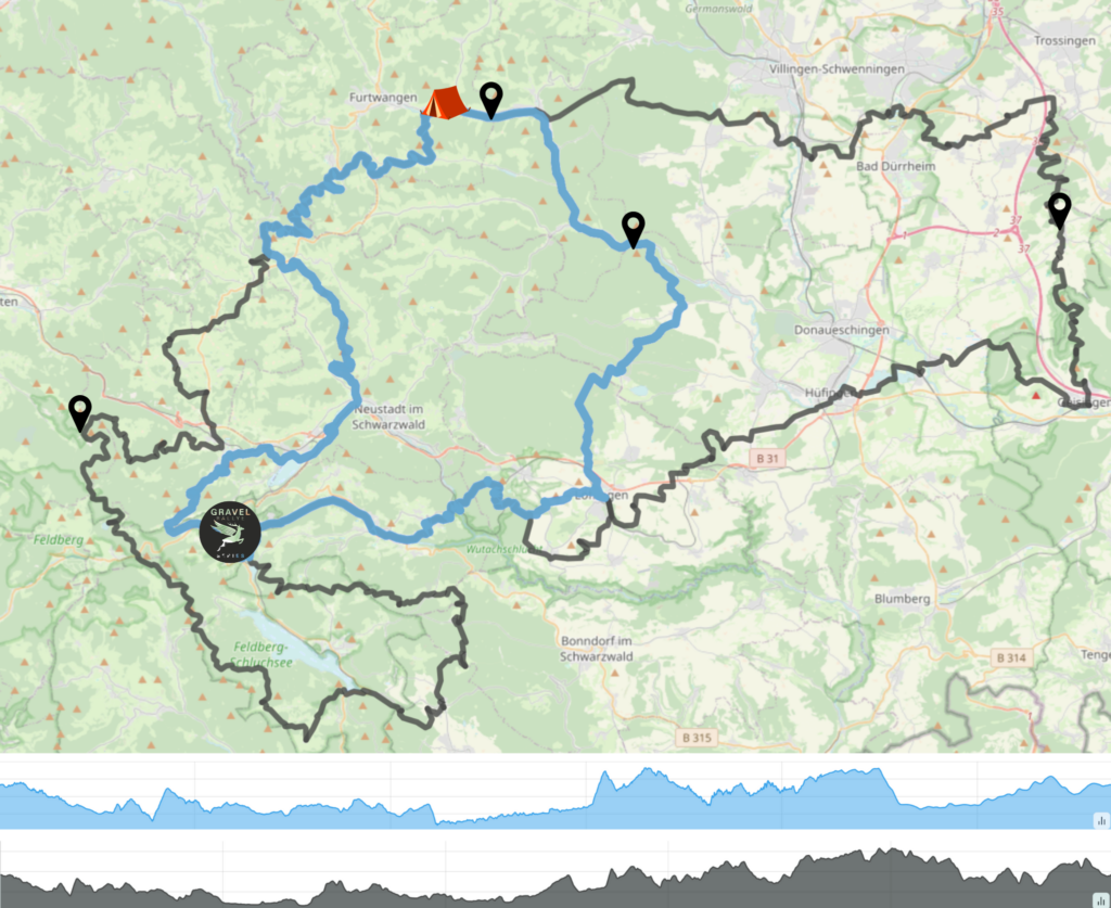 Karte des Gravel Rallye Overnighter
